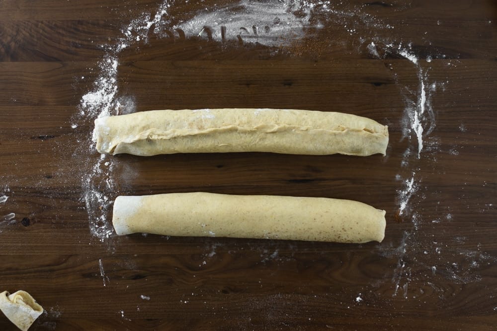 dough logs with seams pinched closed