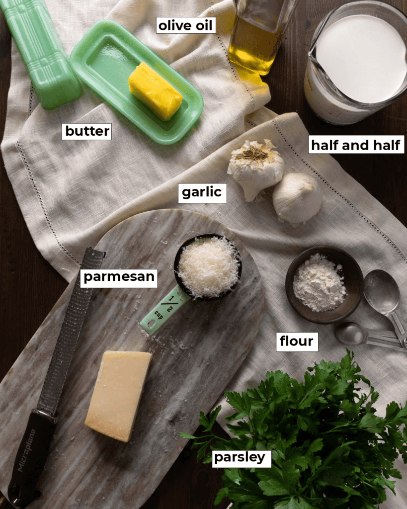ingredients for roasted garlic alfredo sauce