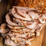 Sous vide cajun turkey breast up close featured image.