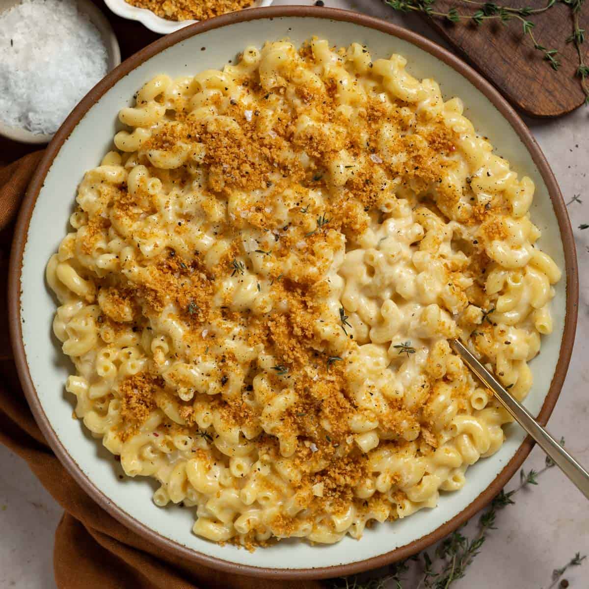 Brie Mac and Cheese with a spoon scooping some out.