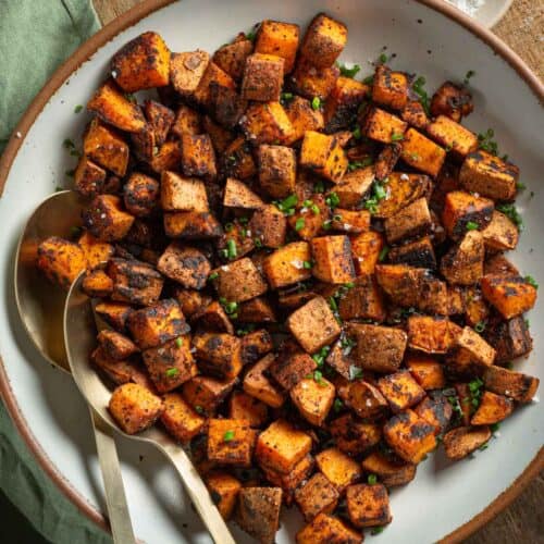 Sautéed Sweet Potatoes in a serving bowl.