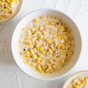 Creamed corn in a bowl.