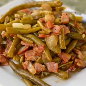 Southern green beans with bacon.