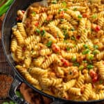 Creamy crawfish Monica with rotini pasta.