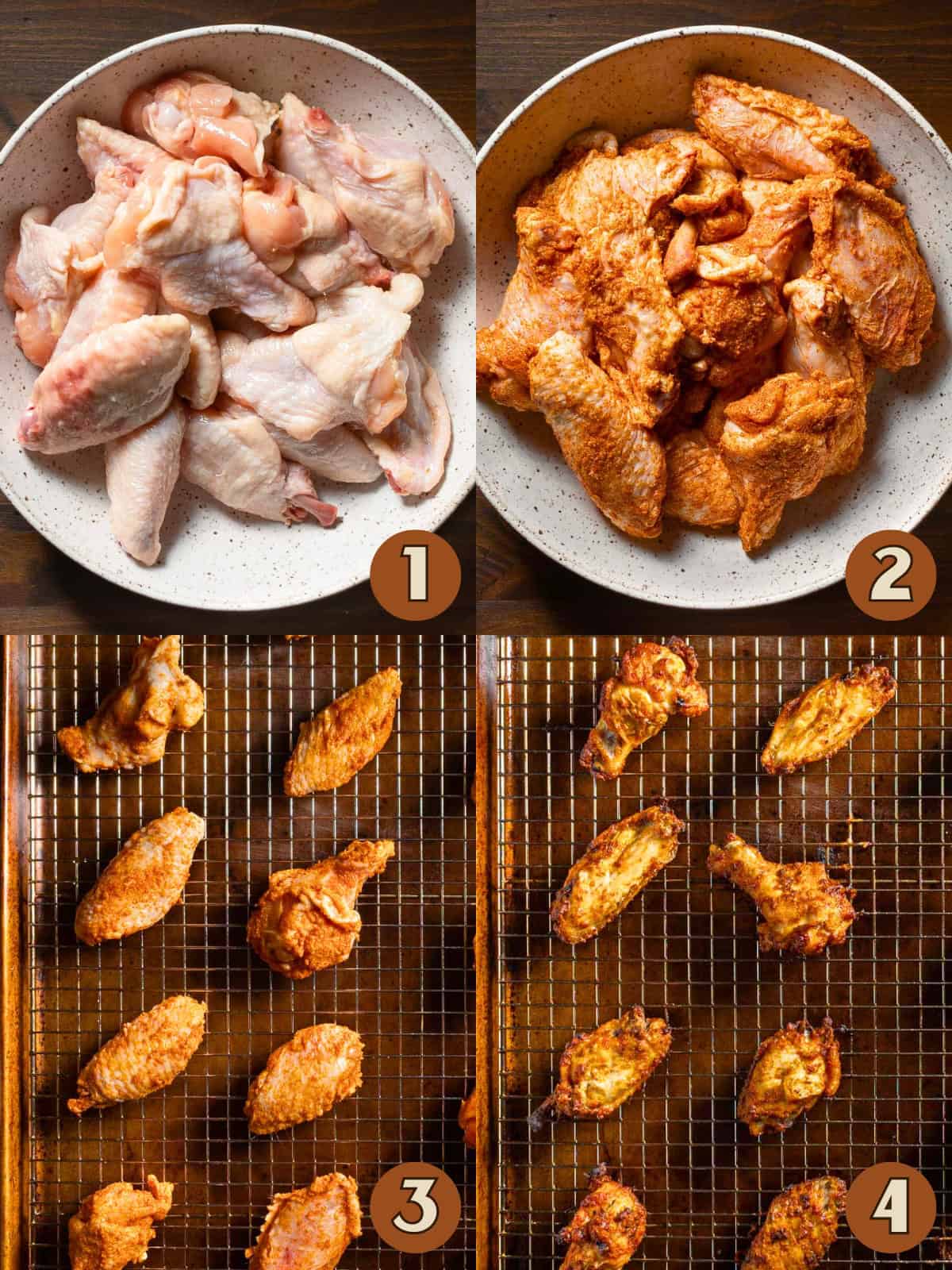 Steps for making honey lemon pepper wings.
