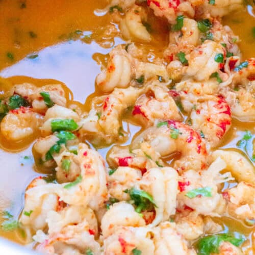 Crawfish in a butter sauce.